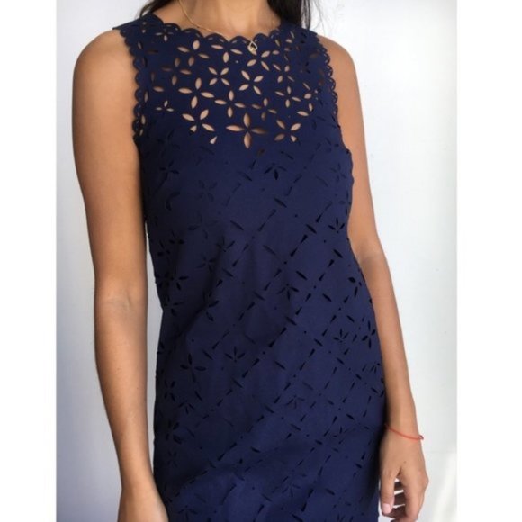 J. Crew Laser Cut Out Floral Sheath Dress 2 - Picture 2 of 16